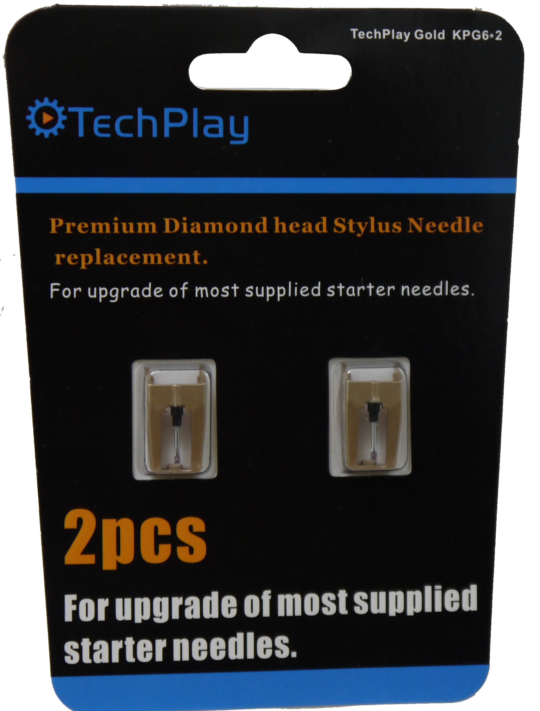 TechPlay Gold, KPG6*2,pack of 2, Dimond tipped needle for Turnta