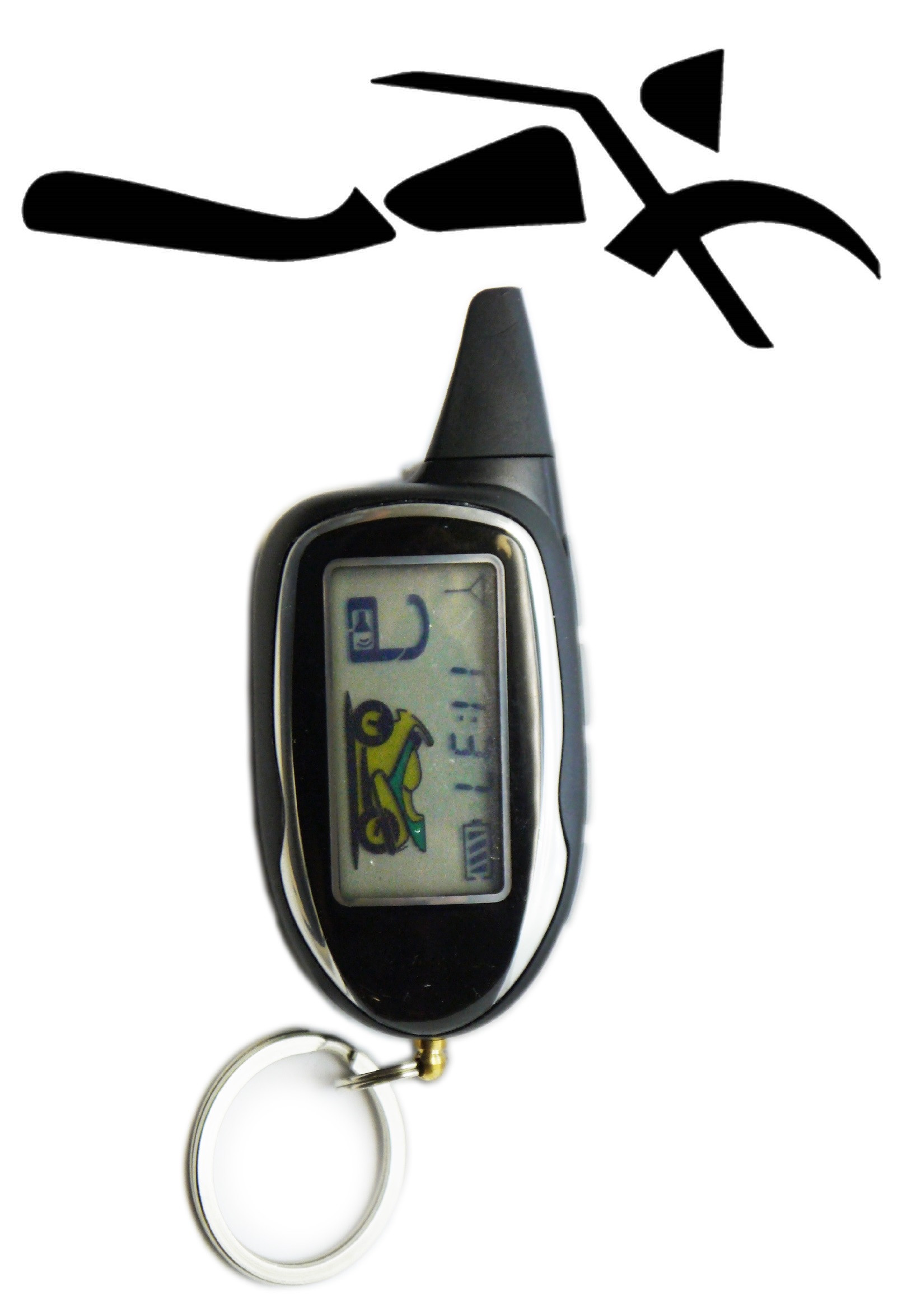 Sykik Rider SRT208 2-Way Motorcycle Alarm with LCD Pager Remote,